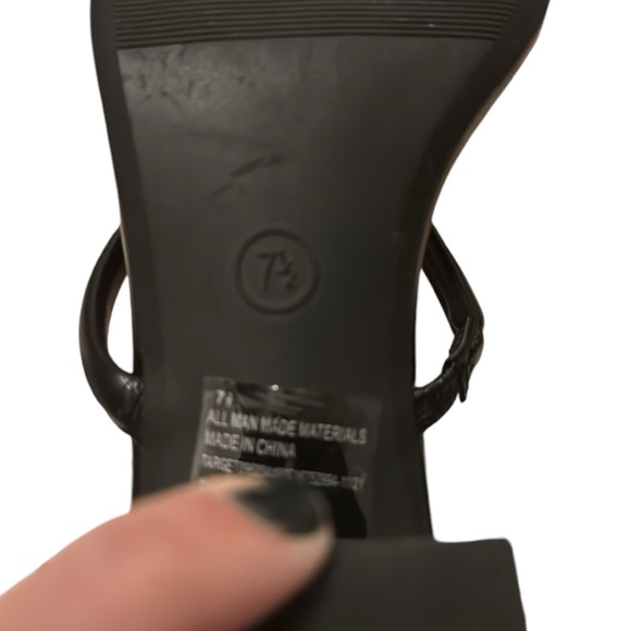 A New Day Black Faux Leather Sandals Sparkly Wedge Heel Sz 7.5M NWOB - Picture 8 of 8